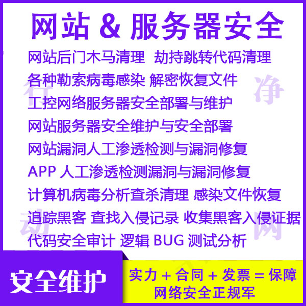 网站程序漏洞修复服务器安全维护